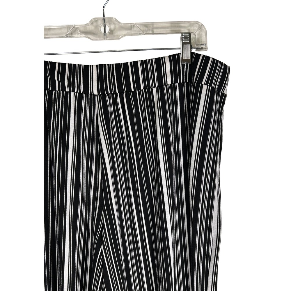 EST. 1946 Womens XL Black White Vertical Stripe Wide Leg Elastic Waist Pants - Picture 4 of 6